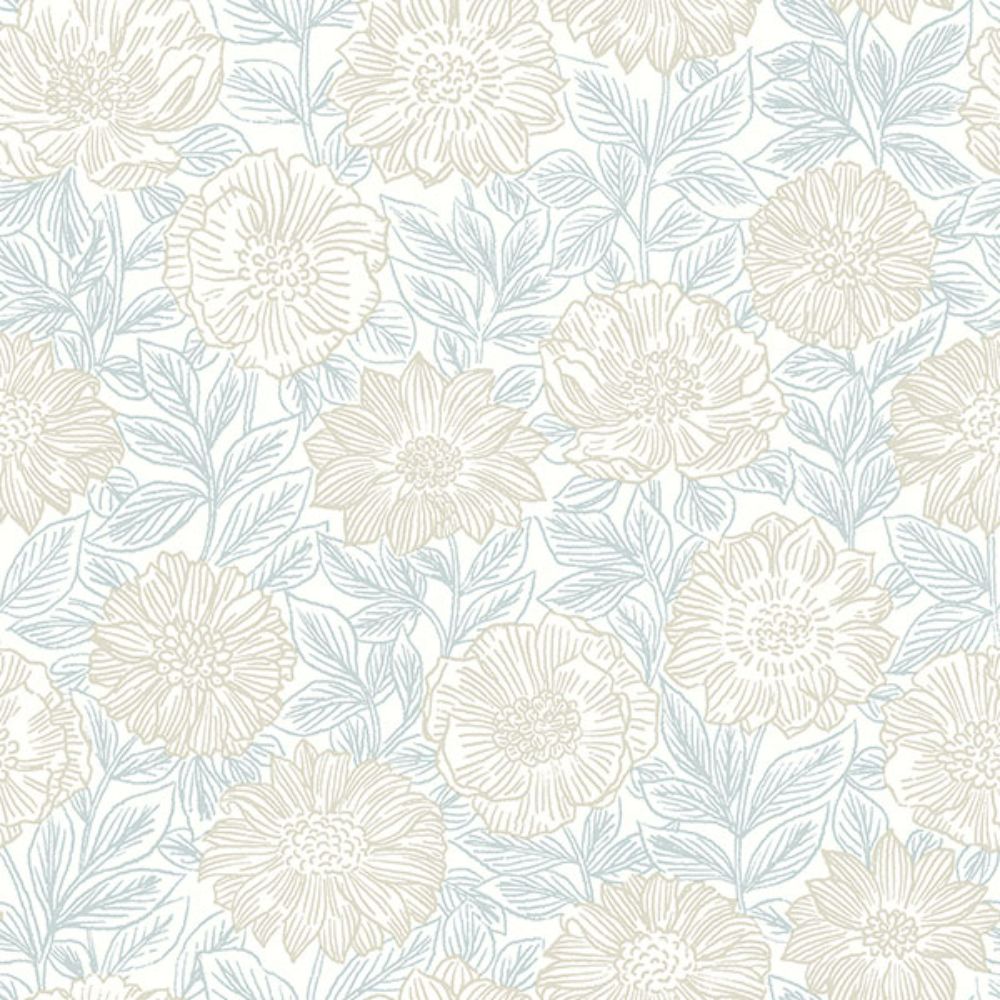 Chesapeake by Brewster 4072-70045 Faustin Neutral Floral Wallpaper