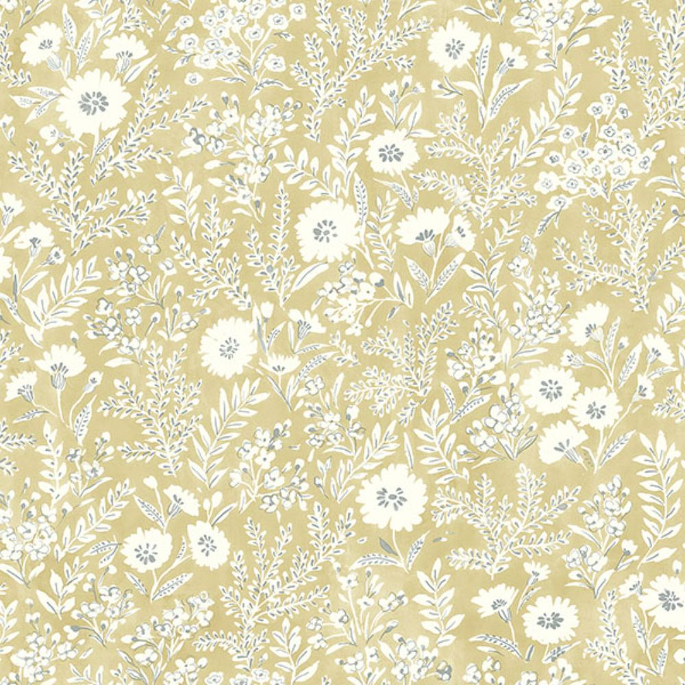 Chesapeake by Brewster 4072-70052 Agathon Wheat Floral Wallpaper