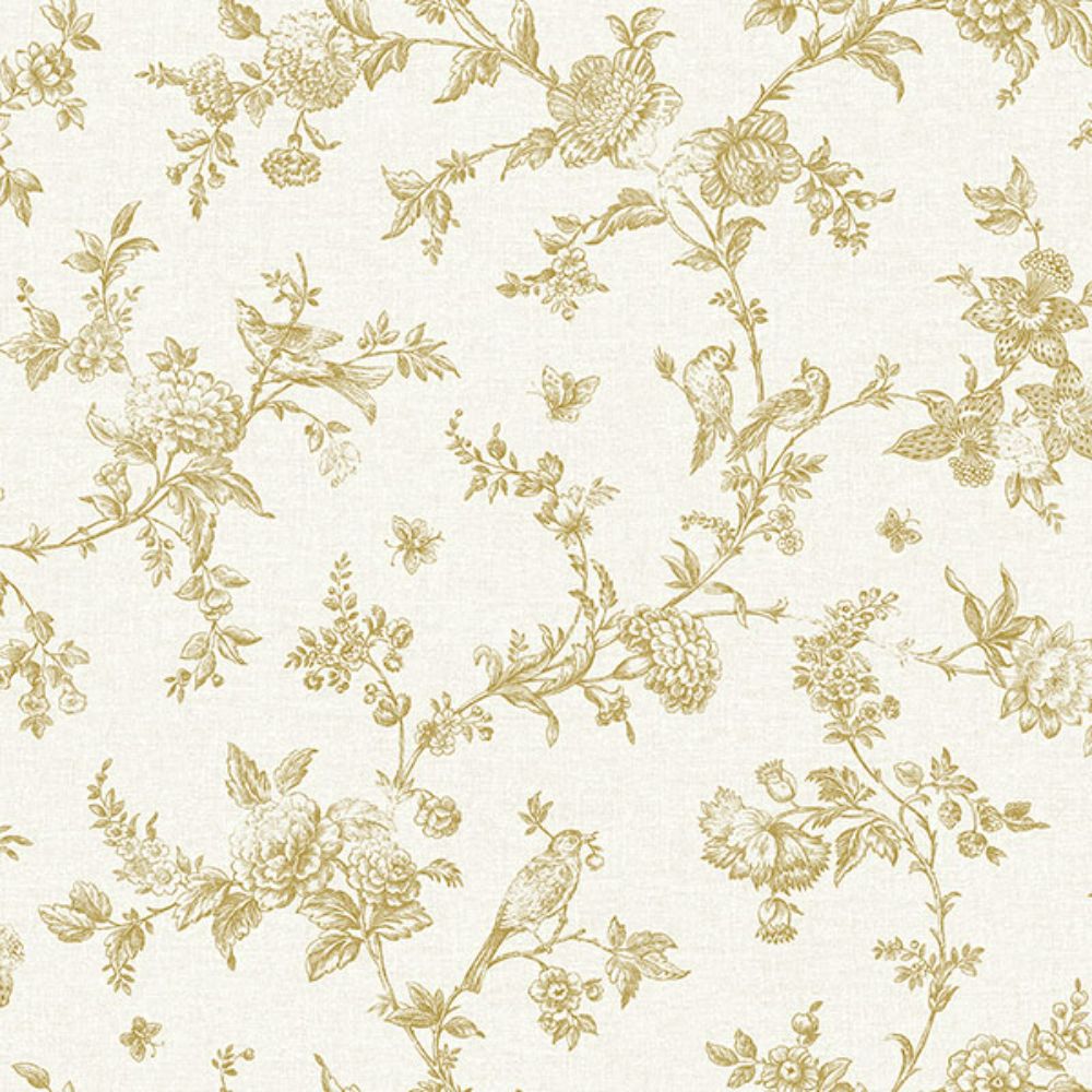 Chesapeake by Brewster 4072-70061 Nightingale Wheat Floral Trail Wallpaper