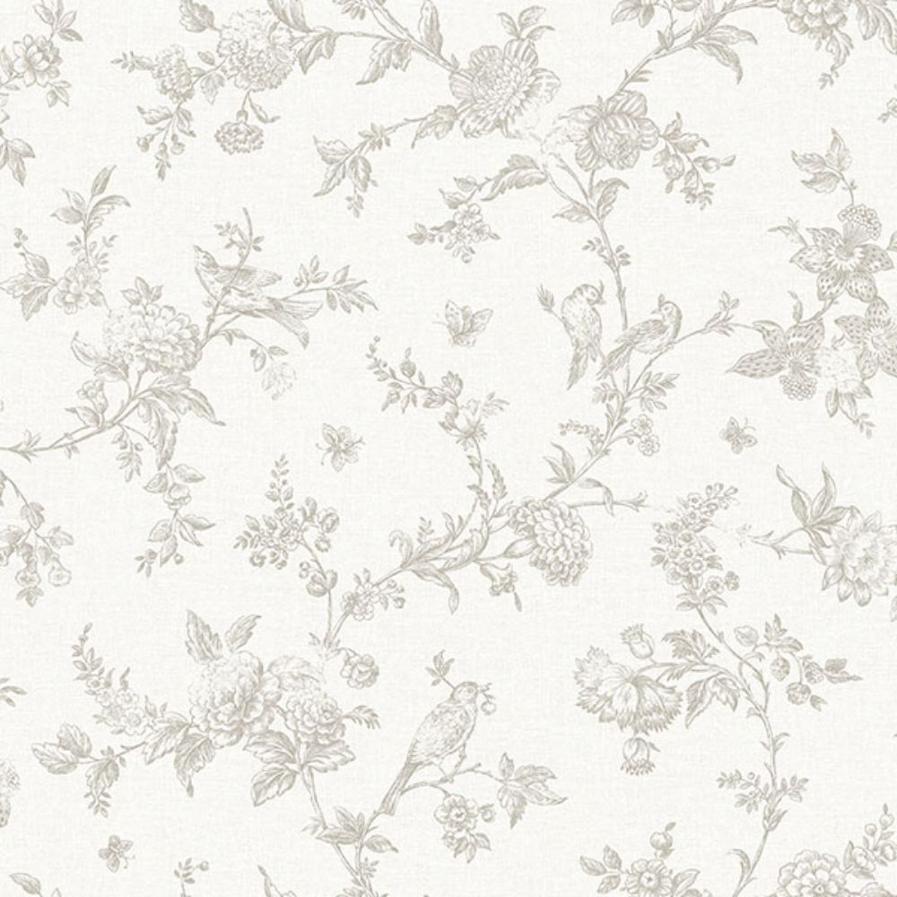 Chesapeake by Brewster 4072-70063 Nightingale Taupe Floral Trail Wallpaper