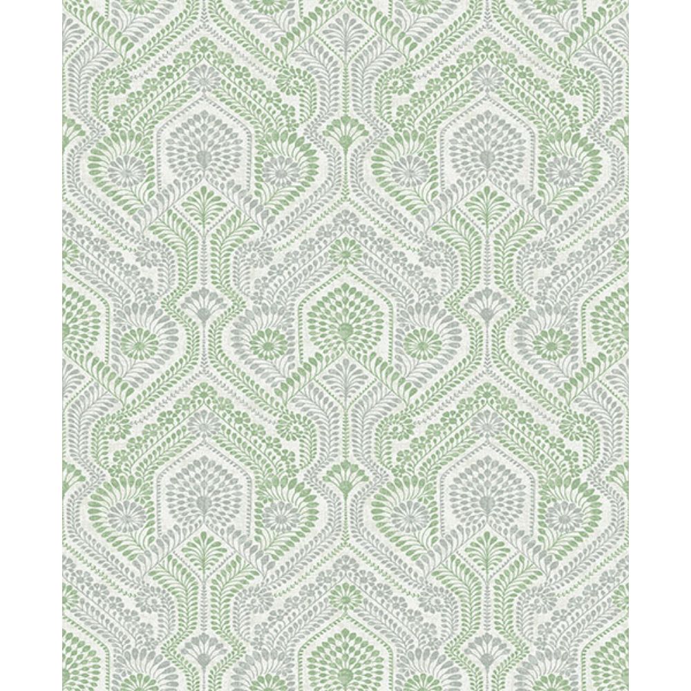 A-Street Prints by Brewster 4074-26614 Fernback Green Ornate Botanical Wallpaper