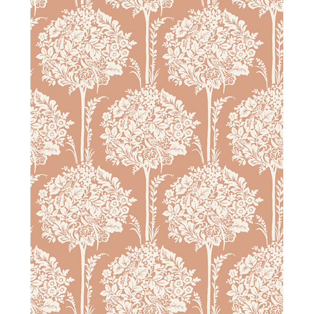 A-Street Prints by Brewster 4074-26624 Zaria Apricot Topiary Wallpaper