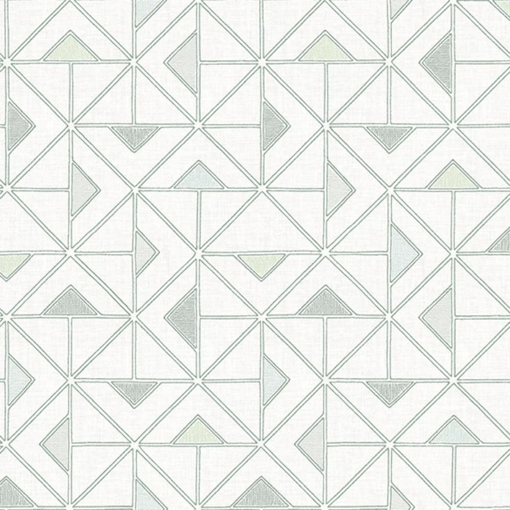 A-Street Prints by Brewster 4074-26634 Jekyl Green Triangles Wallpaper