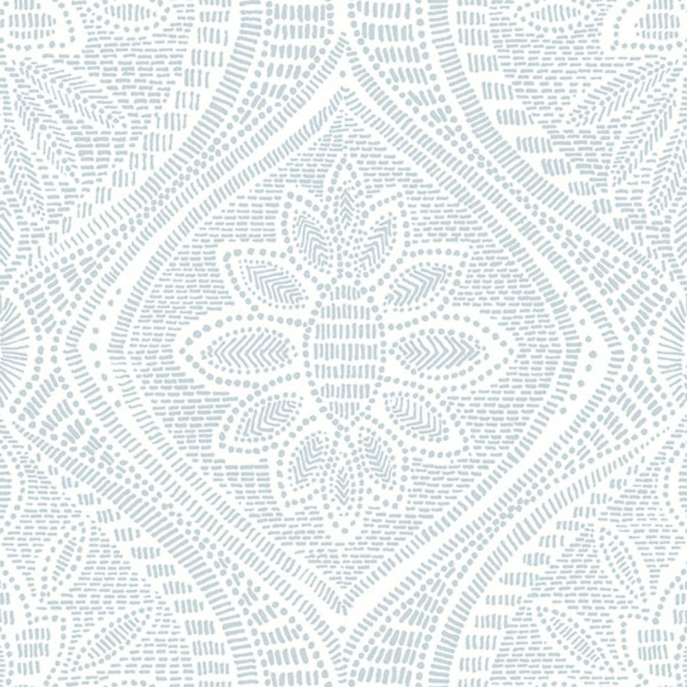 A-Street Prints by Brewster 4074-26642 Scout Light Blue Floral Ogee Wallpaper