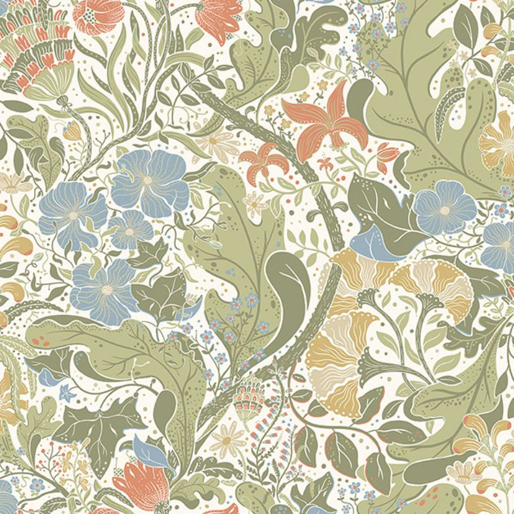 A-Street Prints by Brewster 4080-83101 Elise Cream Nouveau Gardens Wallpaper