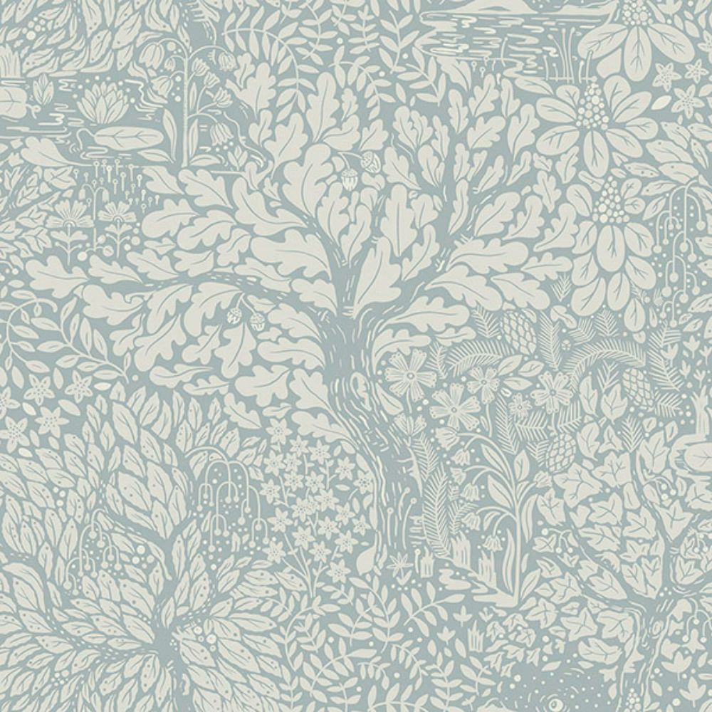 A-Street Prints by Brewster 4080-83112 Olle Light Blue Forest Sanctuary Wallpaper
