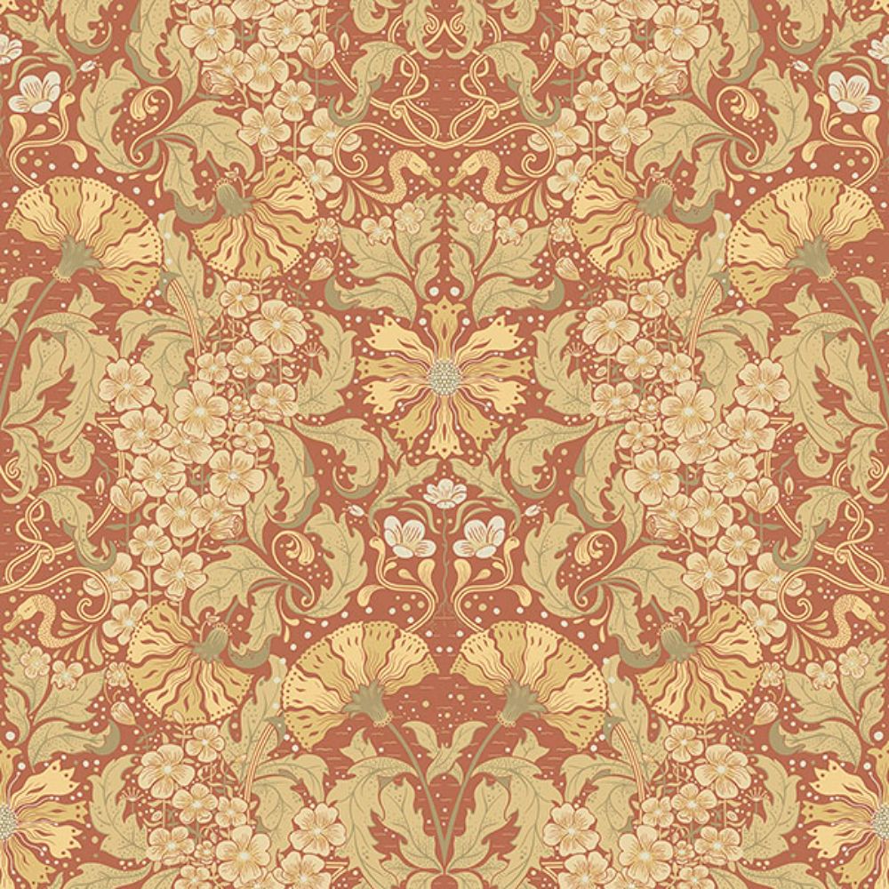 A-Street Prints by Brewster 4080-83114 Ojvind Rust Floral Ogee Wallpaper