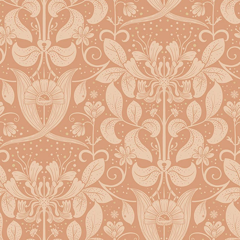 A-Street Prints by Brewster 4080-83128 Berit Coral Floral Crest Wallpaper