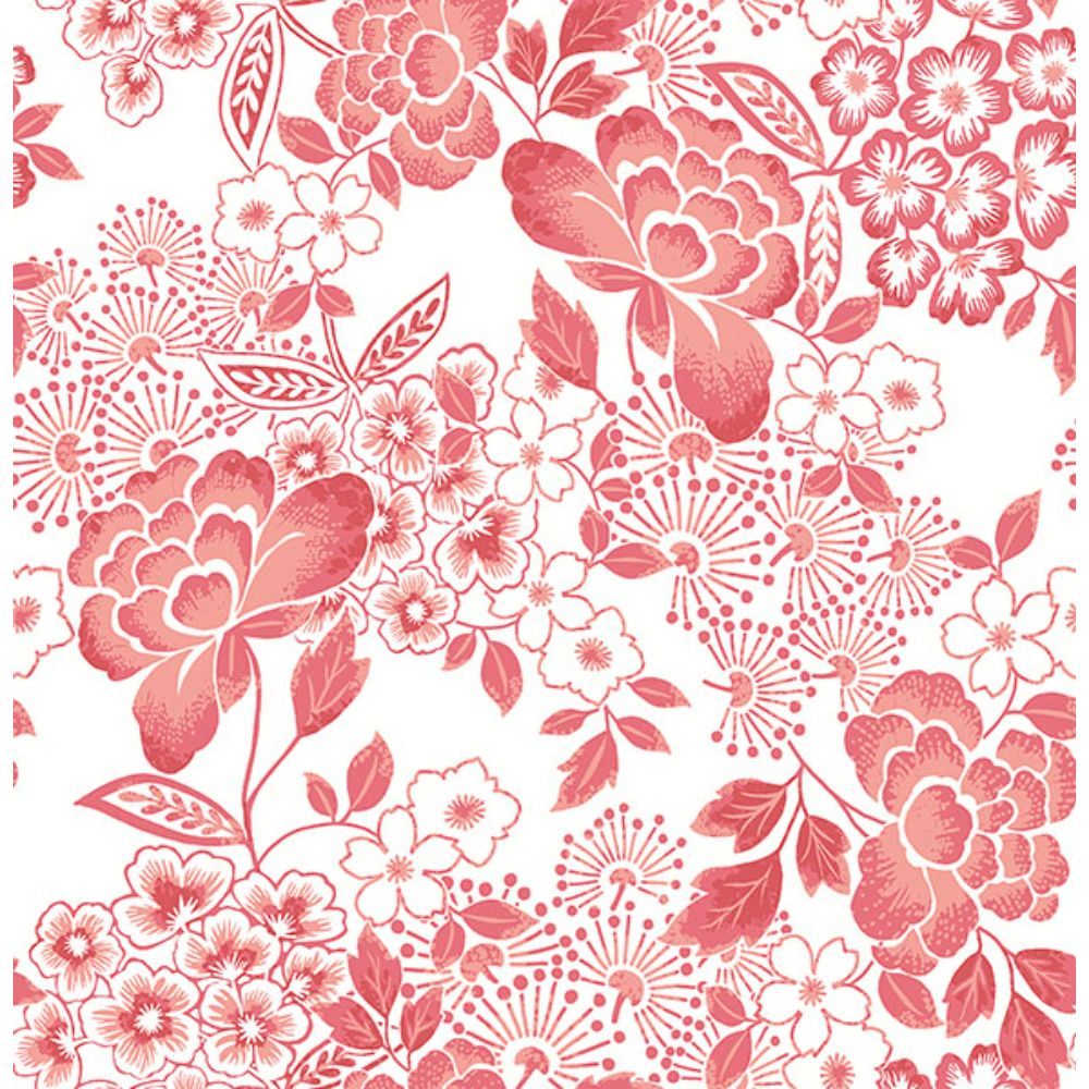 A-Street Prints by Brewster 4081-26301 Irina Coral Floral Blooms Wallpaper
