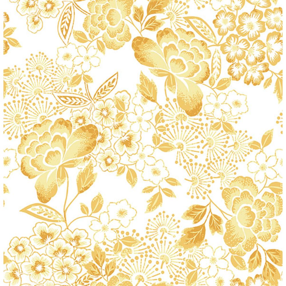 A-Street Prints by Brewster 4081-26302 Irina Yellow Floral Blooms Wallpaper