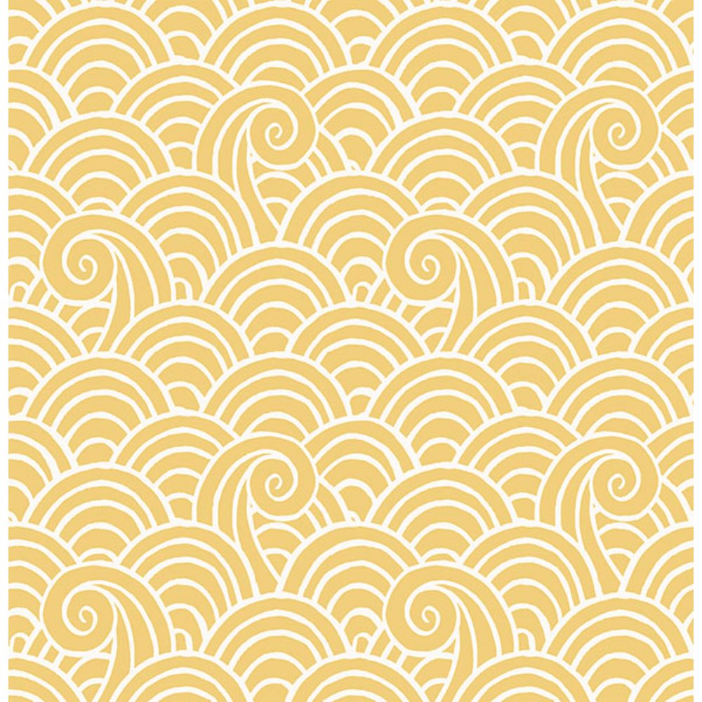 A-Street Prints by Brewster 4081-26307 Alorah Yellow Wave Wallpaper
