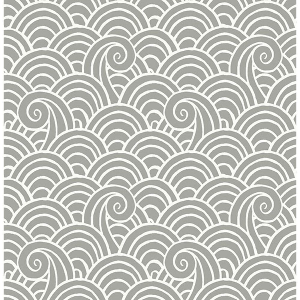 A-Street Prints by Brewster 4081-26308 Alorah Grey Wave Wallpaper