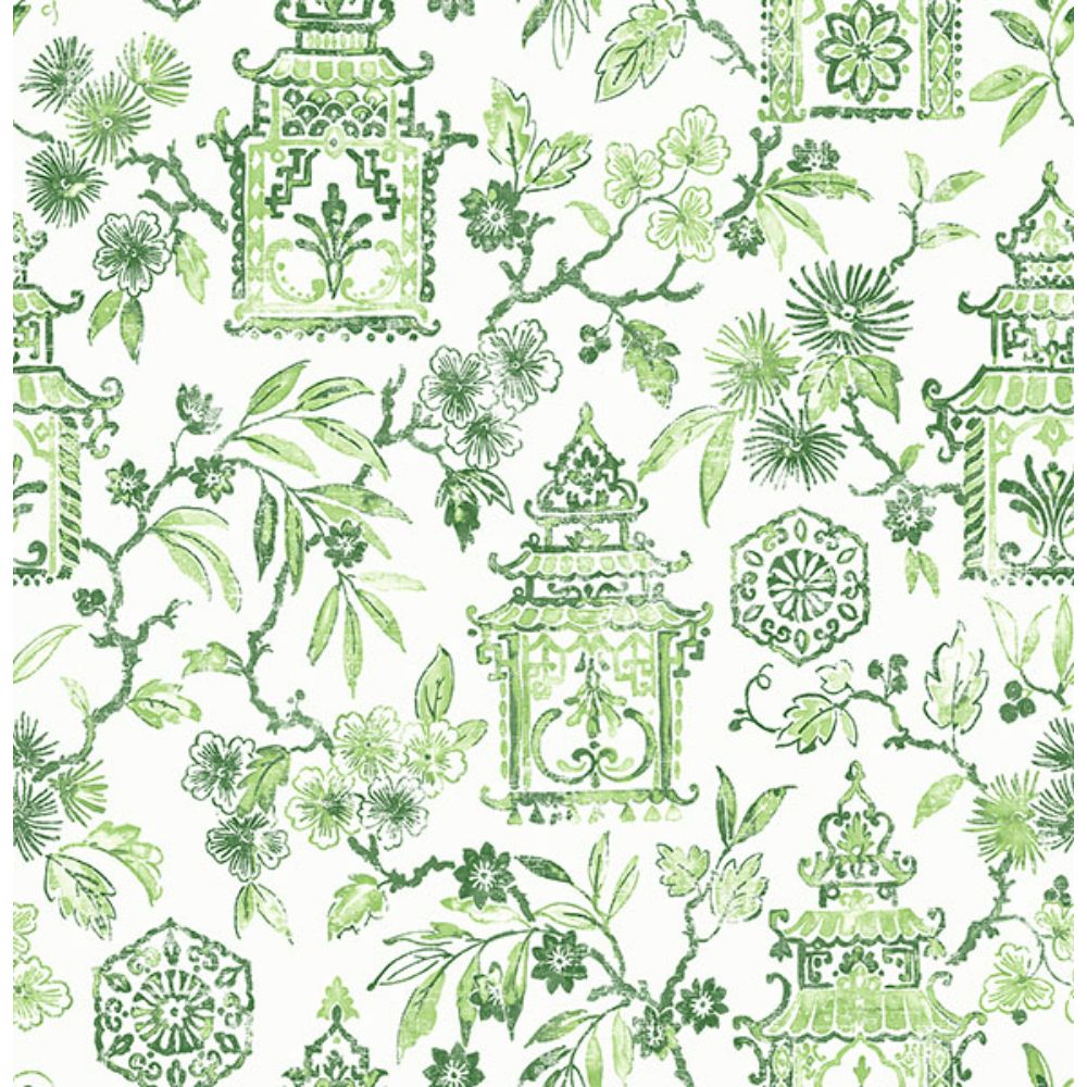 A-Street Prints by Brewster 4081-26312 Helaine Green Pagoda Wallpaper