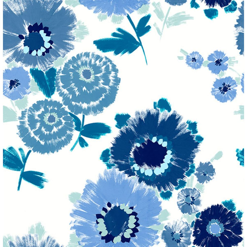 A-Street Prints by Brewster 4081-26324 Essie Blue Painterly Floral Wallpaper