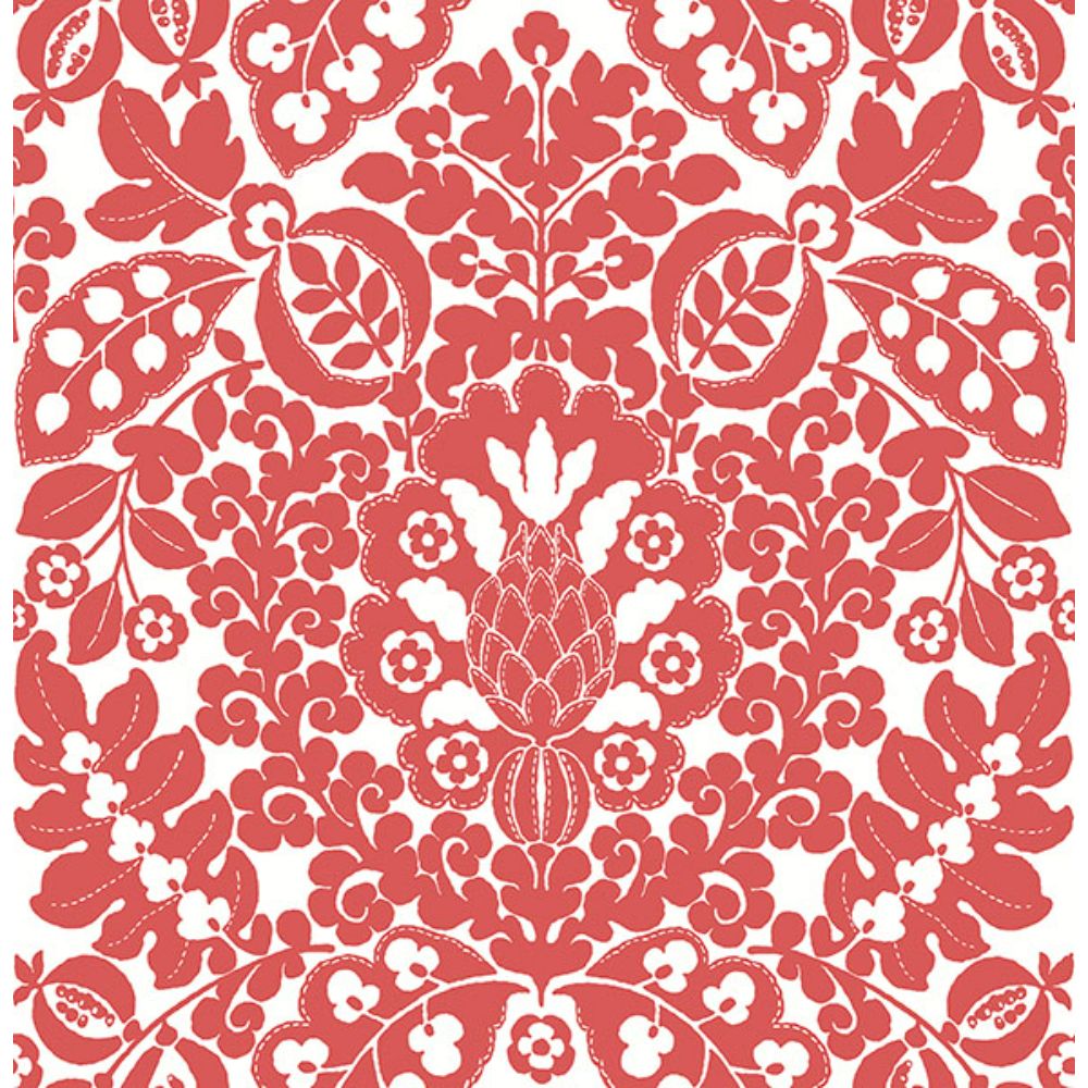A-Street Prints by Brewster 4081-26336 Marni Red Fruit Damask Wallpaper