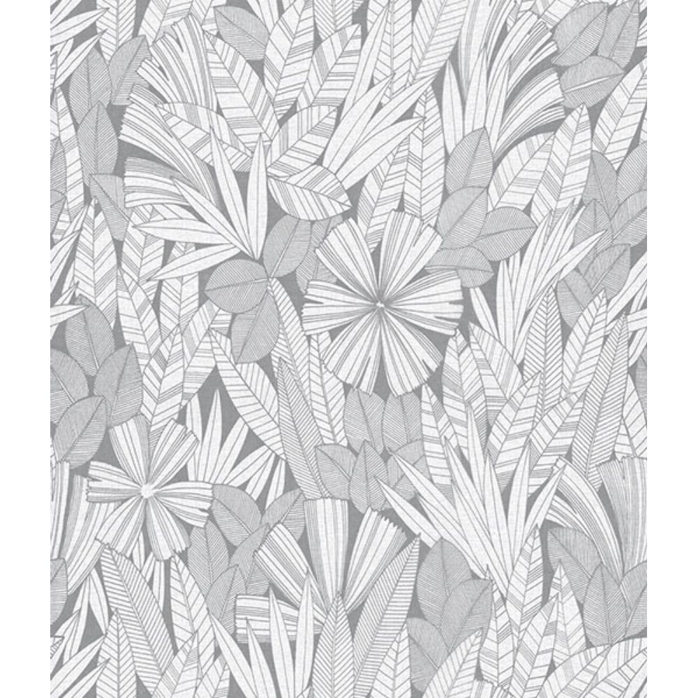 A-Street Prints by Brewster 4081-26344 Bannon Grey Leaves Wallpaper