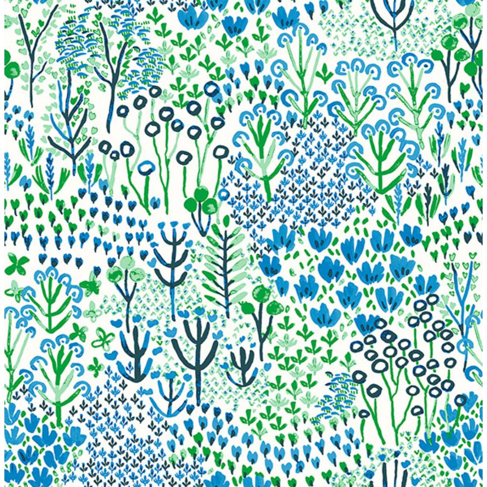 A-Street Prints by Brewster 4081-26350 Chilton Blue Wildflowers Wallpaper