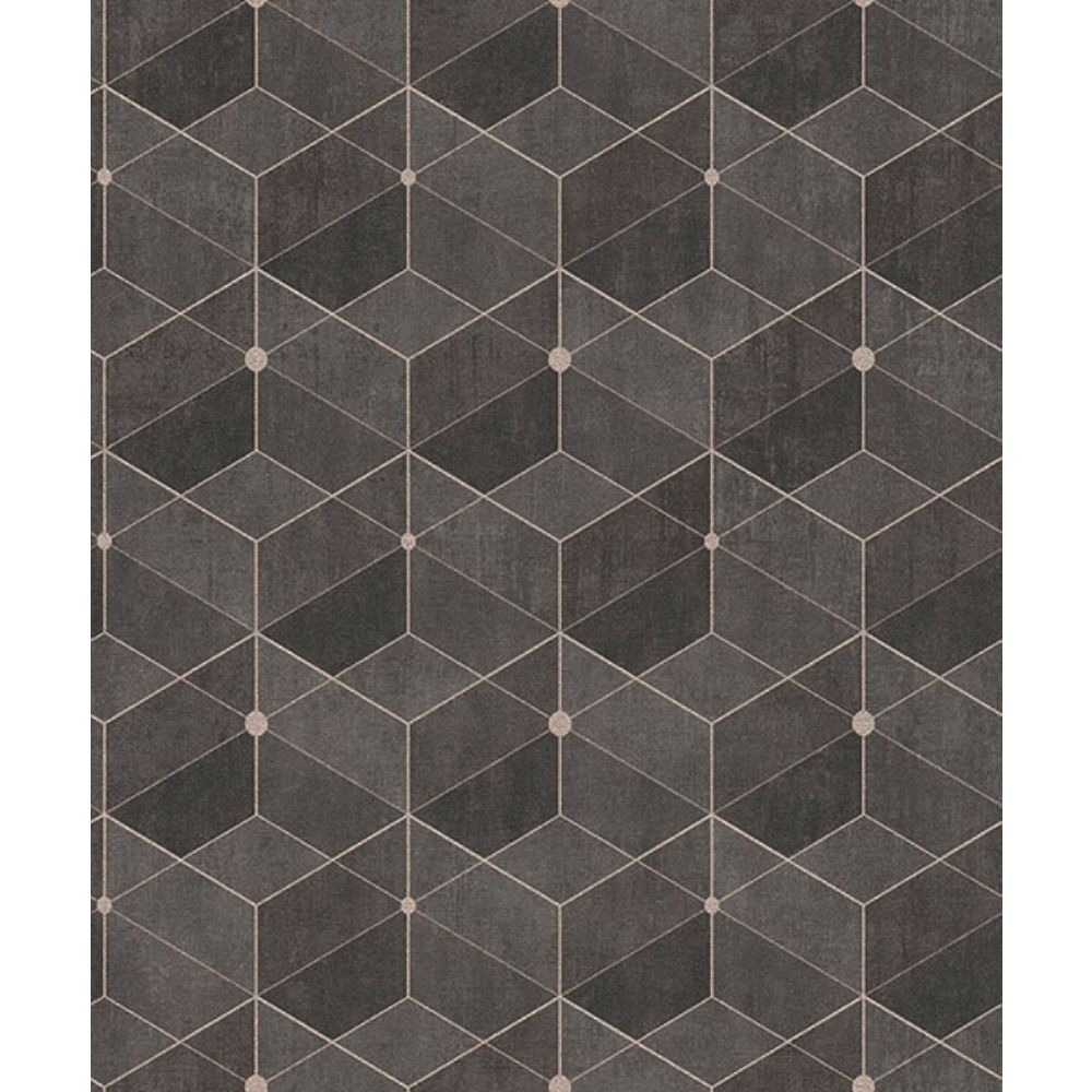 Advantage by Brewster 4082-382024 Muir Chocolate Geo Wallpaper