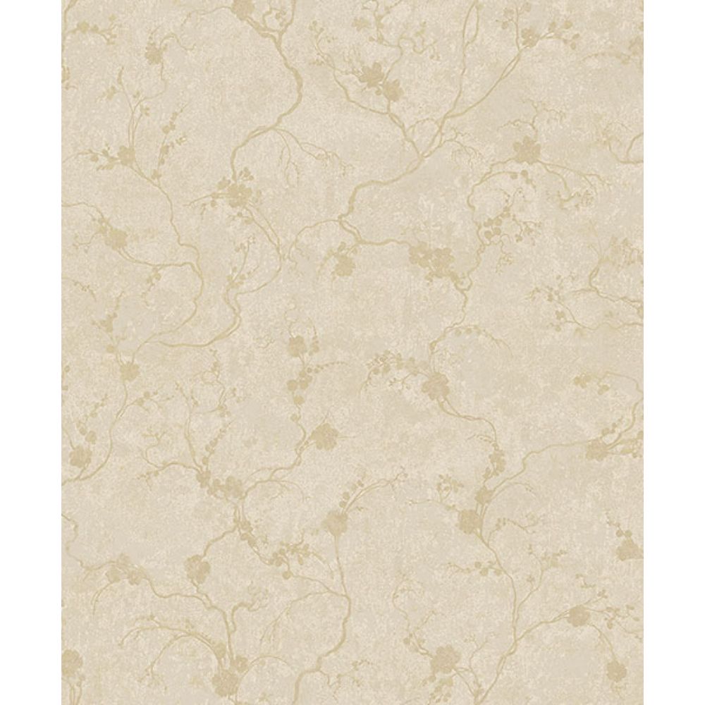 A-Street Prints by Brewster 4105-86649 Mahina Gold Floral Vine Wallpaper