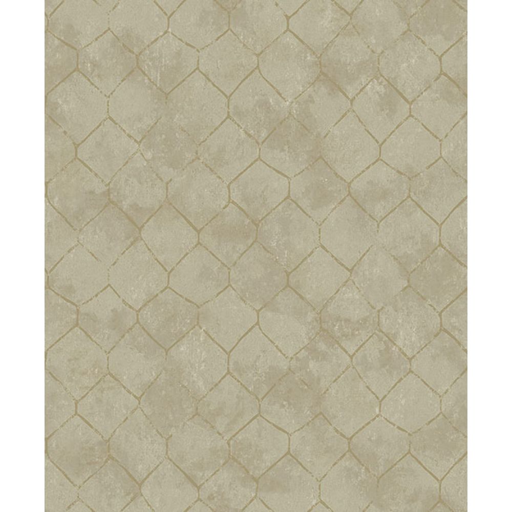 A-Street Prints by Brewster 4105-86653 Rauta Gold Hexagon Tile Wallpaper