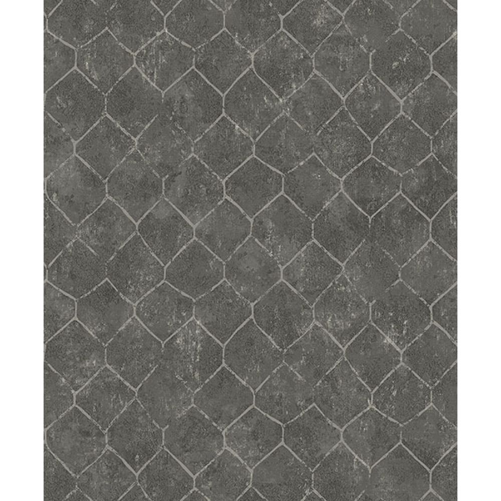 A-Street Prints by Brewster 4105-86654 Rauta Pewter Hexagon Tile Wallpaper
