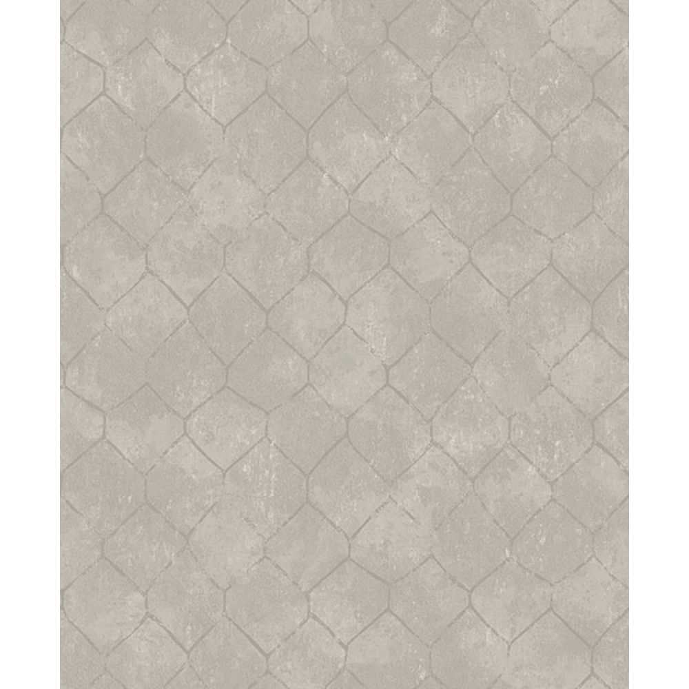 A-Street Prints by Brewster 4105-86656 Rauta Silver Hexagon Tile Wallpaper