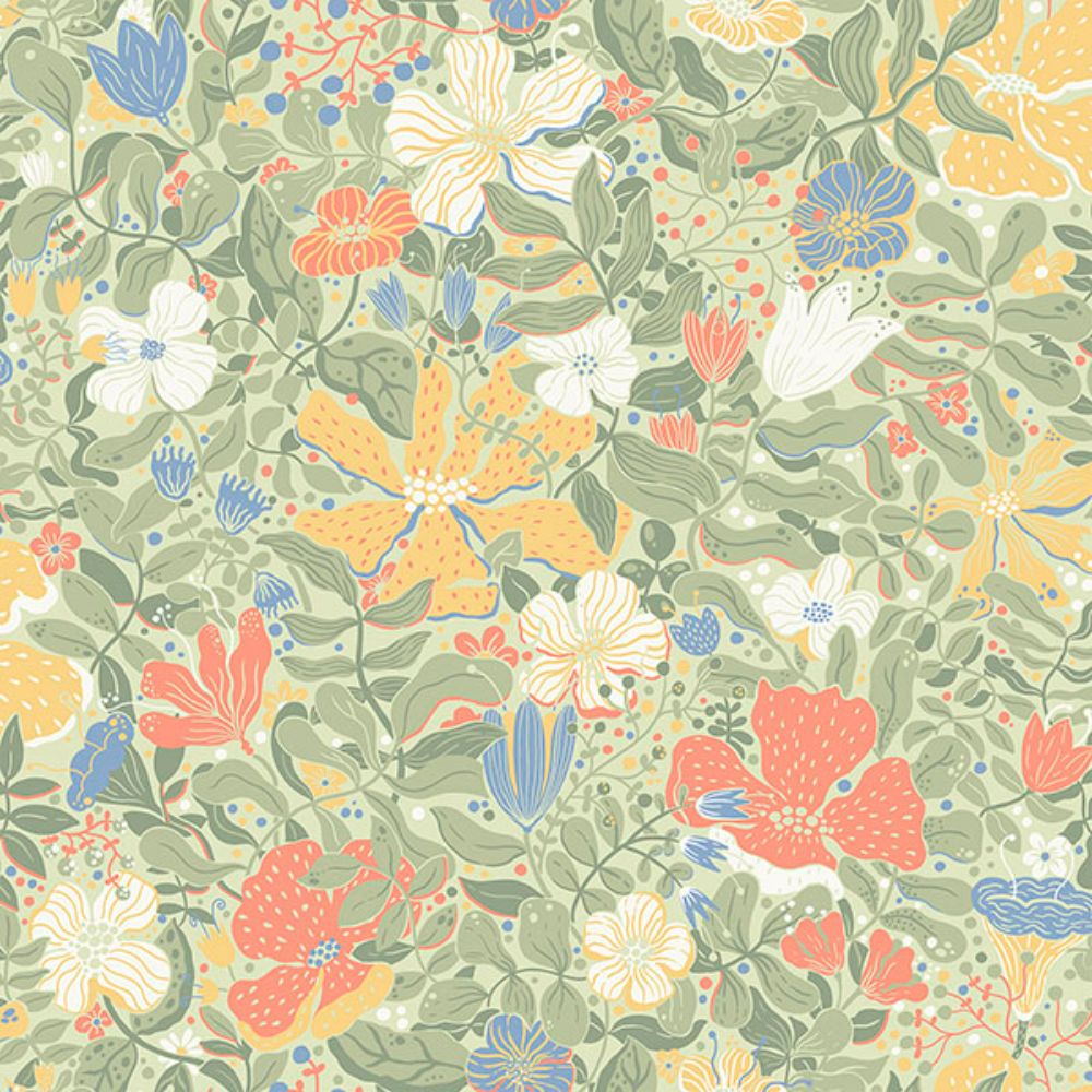 A-Street Prints by Brewster 4111-63018 Midsommar Sage Floral Medley Wallpaper