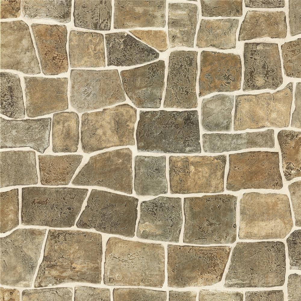 Brewster 412-44151 Flagstone Taupe Flagstone Rock Wall Texture Wallpaper