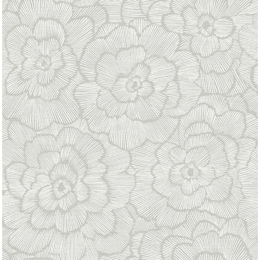 A-Street Prints by Brewster 4120-26036 Periwinkle Light Grey Textured Floral Wallpaper