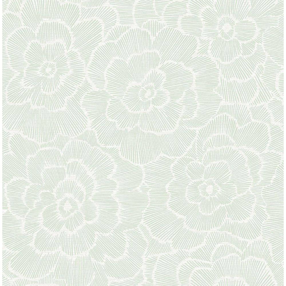 A-Street Prints by Brewster 4120-26040 Periwinkle Light Green Textured Floral Wallpaper