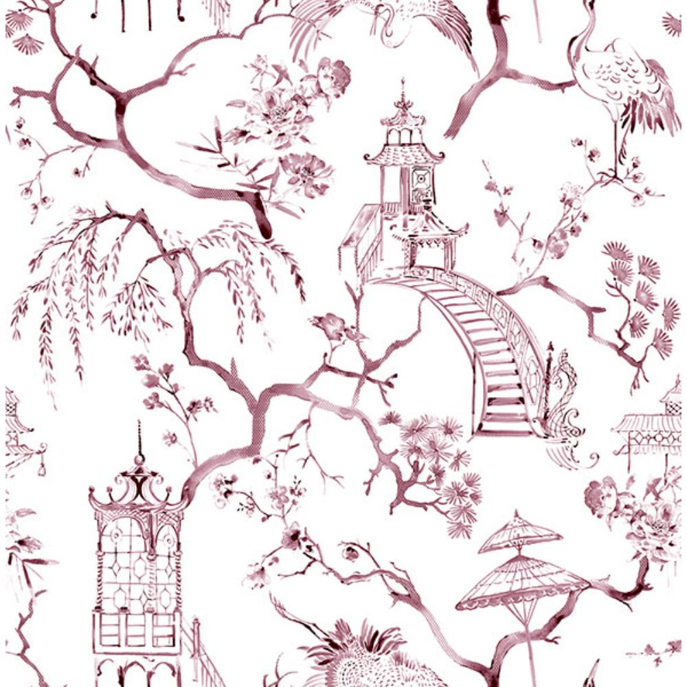 A-Street Prints by Brewster 4120-26806 Serena Plum Chinoiserie Wallpaper