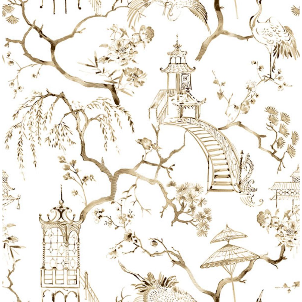A-Street Prints by Brewster 4120-26807 Serena Coffee Chinoiserie Wallpaper
