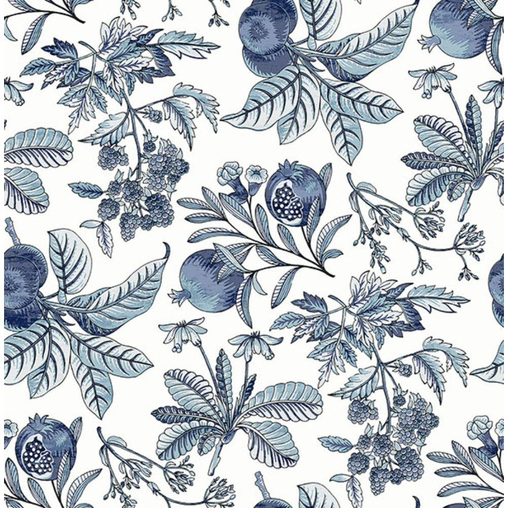 A-Street Prints by Brewster 4120-26811 Cecilia Blue Fruit Wallpaper