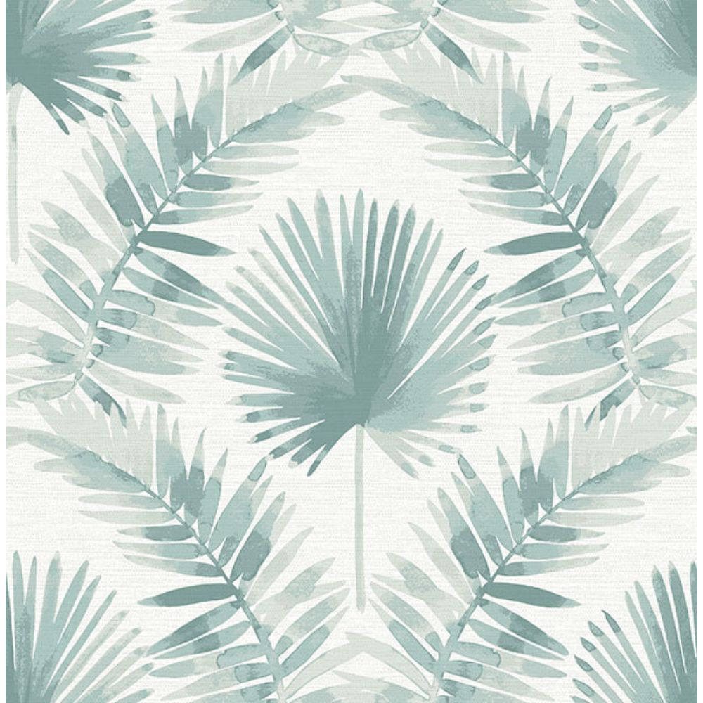 A-Street Prints by Brewster 4121-26912 Calla Teal Painted Palm Wallpaper