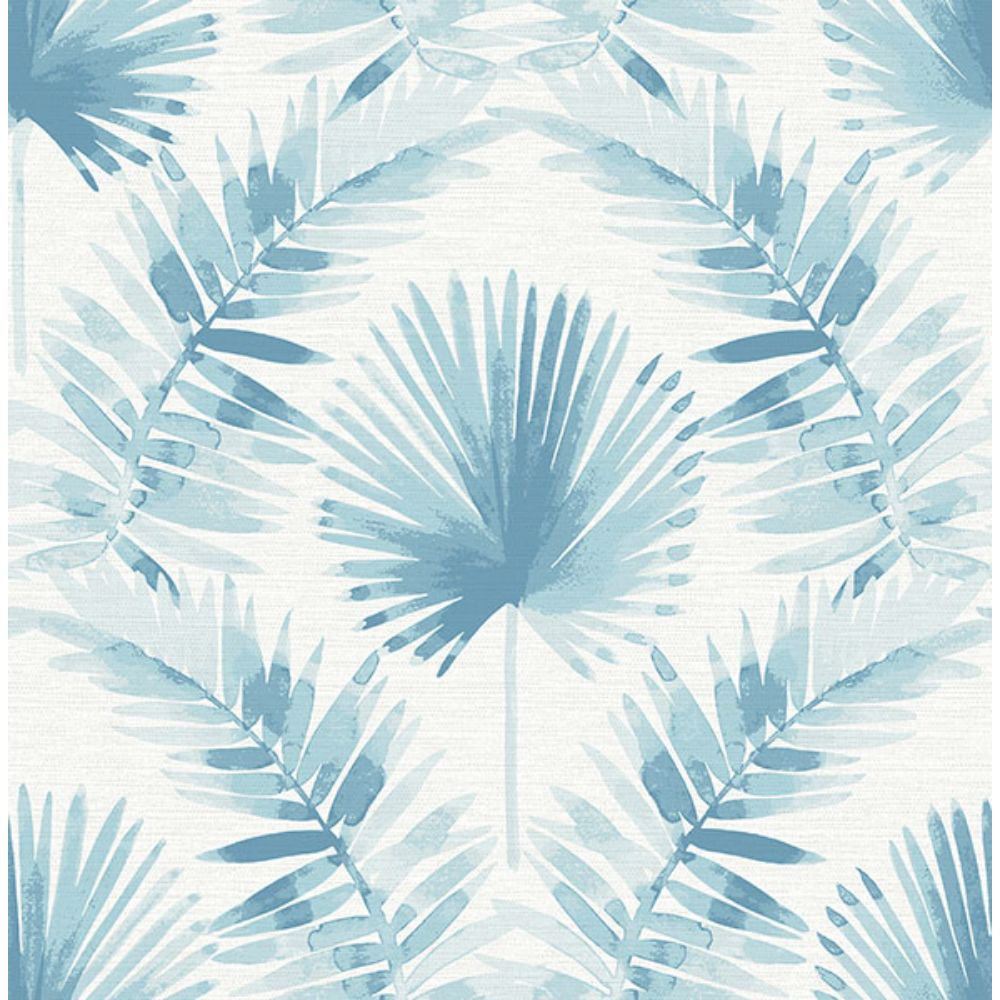 A-Street Prints by Brewster 4121-26916 Calla Blue Painted Palm Wallpaper