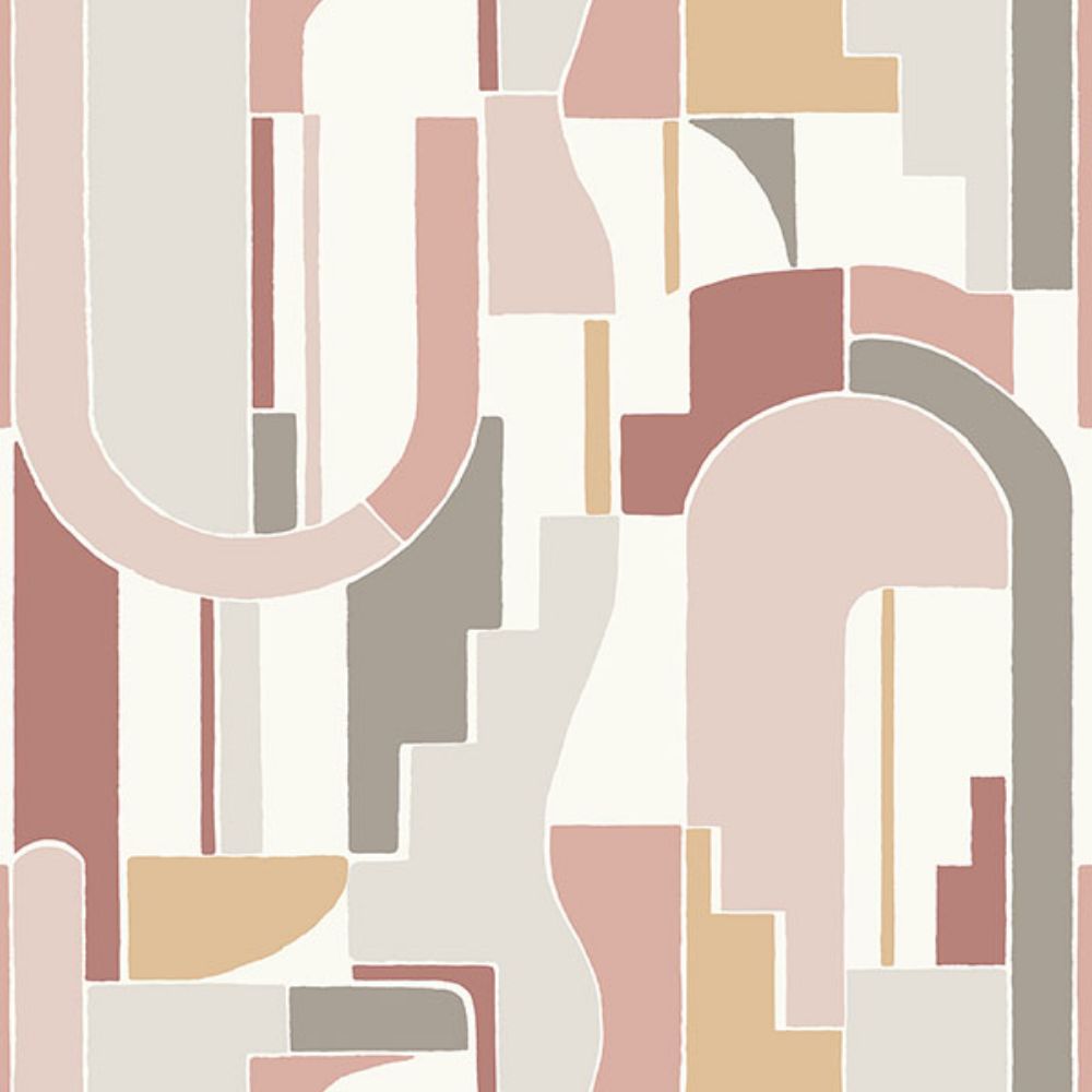 A-Street Prints by Brewster 4121-72201 Odele Blush Geometric Archways Wallpaper