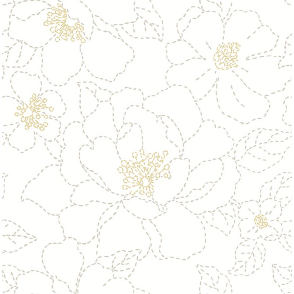 A-Street Prints by Brewster 4122-27007 Gardena White Embroidered Floral Wallpaper