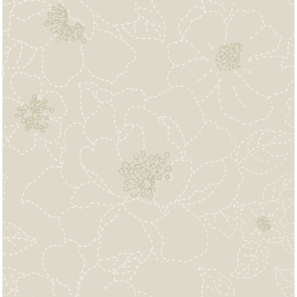A-Street Prints by Brewster 4122-27010 Gardena Light Grey Embroidered Floral Wallpaper