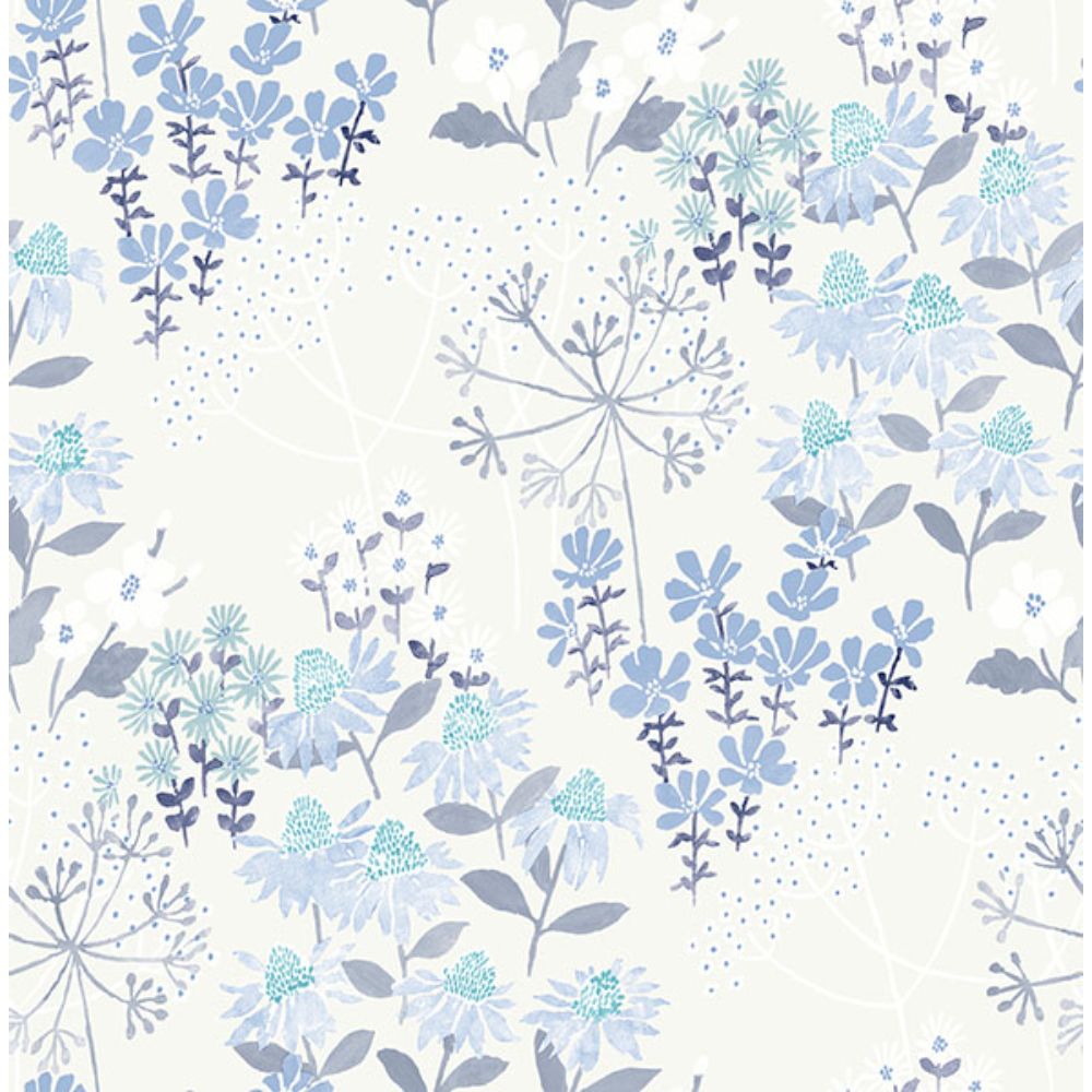 A-Street Prints by Brewster 4122-27017 Cultivate Blue Springtime Blooms Wallpaper
