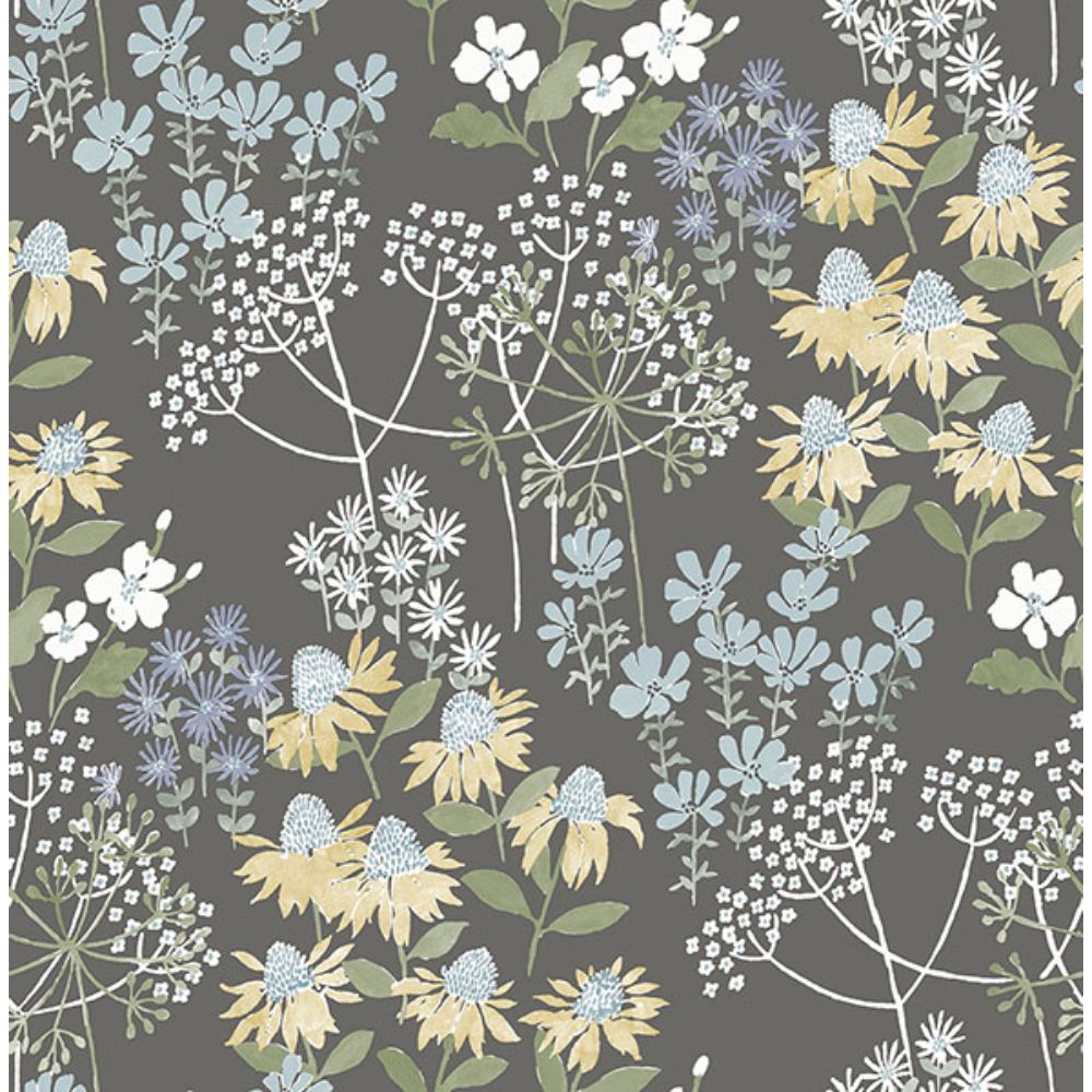 A-Street Prints by Brewster 4122-27018 Cultivate Grey Springtime Blooms Wallpaper