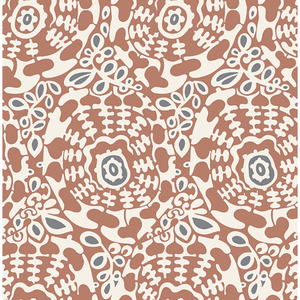 A-Street Prints by Brewster 4122-27041 Divine Rust Abstract Medallion Wallpaper