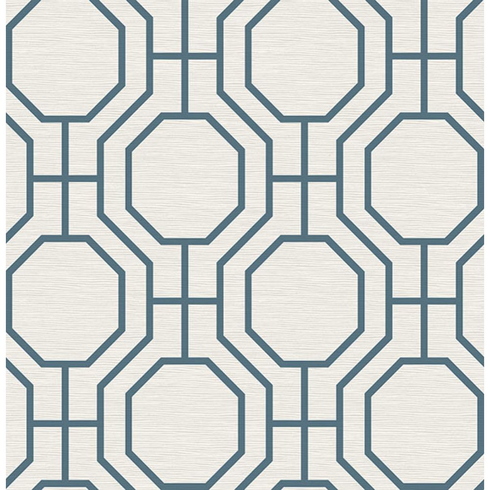 A-Street Prints by Brewster 4122-27048 Manor Blue Geometric Trellis Wallpaper