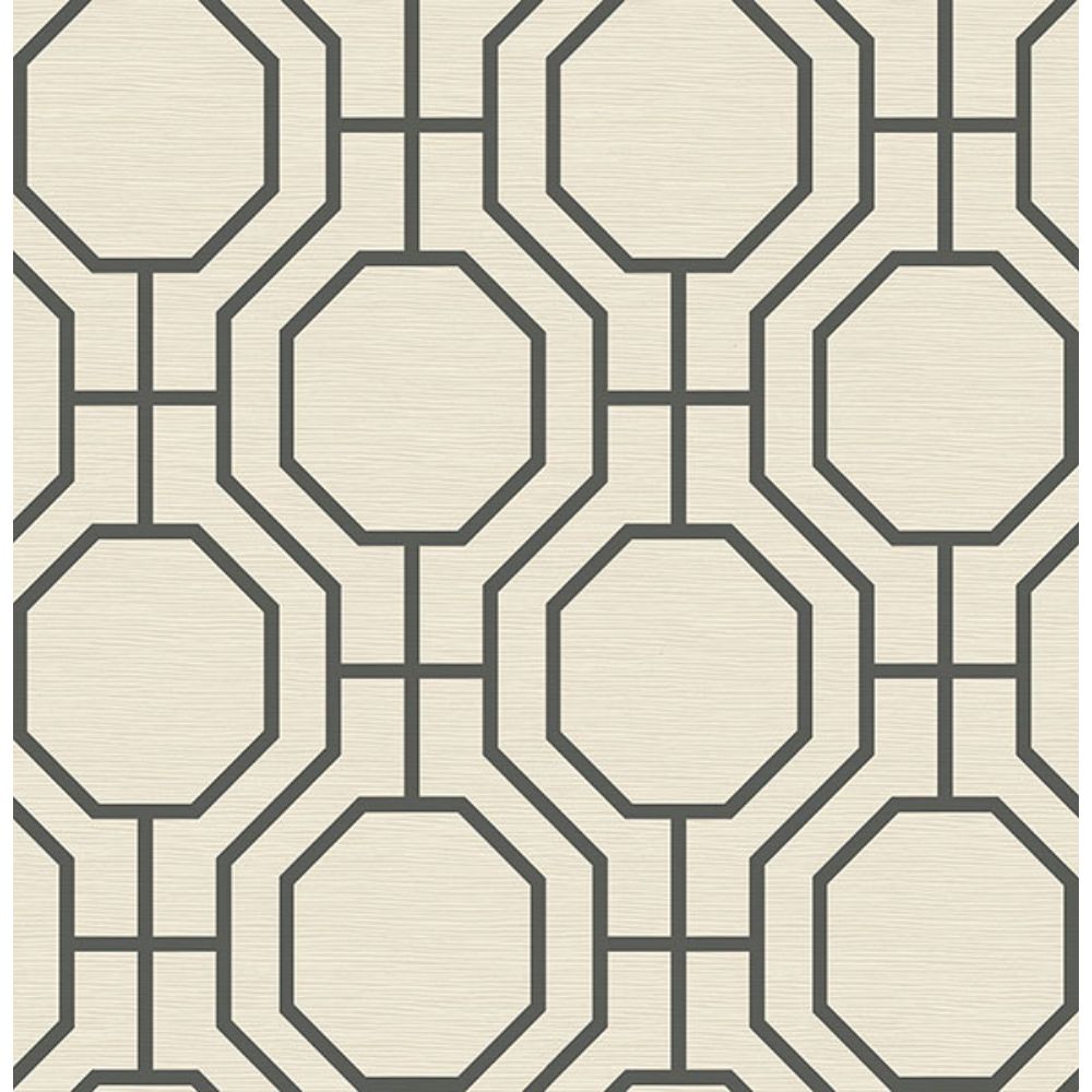 A-Street Prints by Brewster 4122-27049 Manor Black Geometric Trellis Wallpaper
