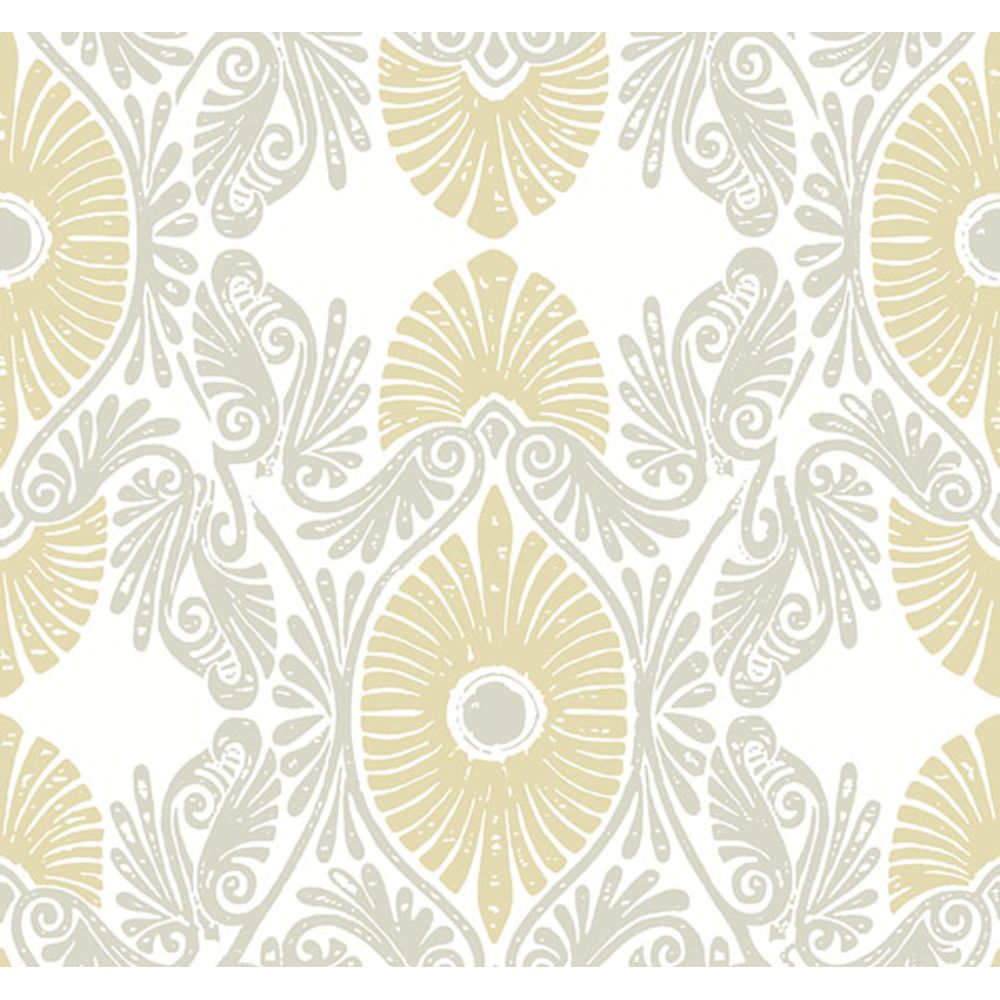 A-Street Prints by Brewster 4122-72400 Villa Light Yellow Embellished Ogee Wallpaper