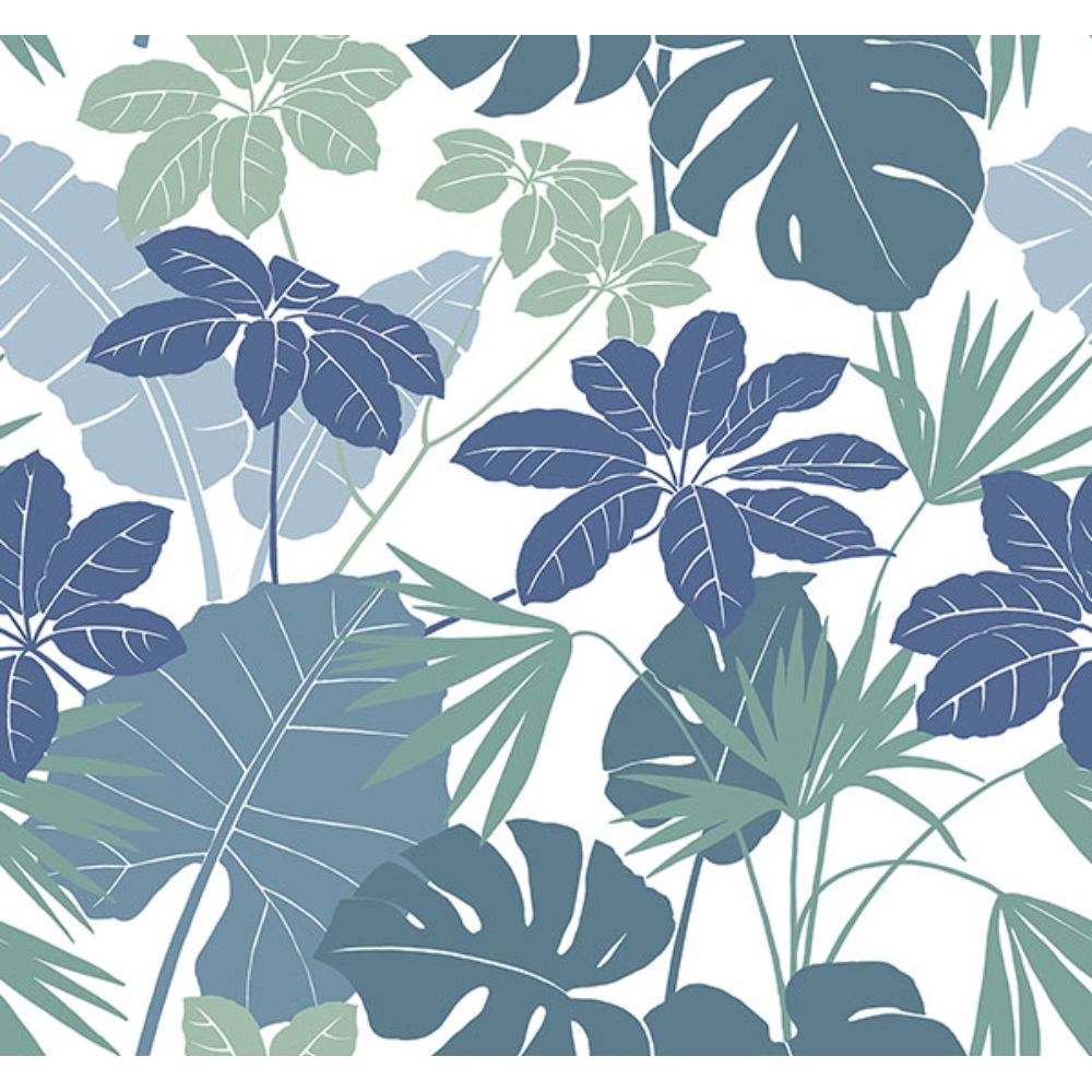 A-Street Prints by Brewster 4122-72411 Medellin Blue Rainforest Floor Wallpaper