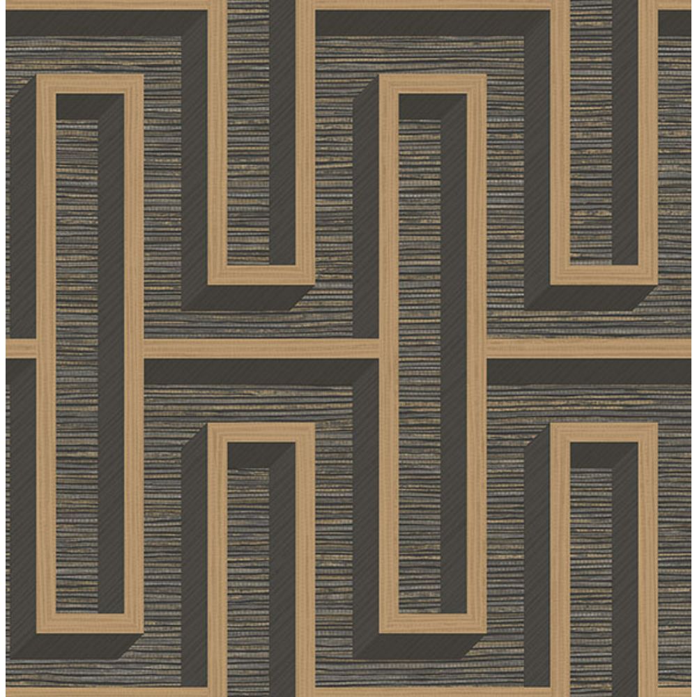 Advantage by Brewster 4125-26722 Henley Black Geometric Grasscloth Wallpaper