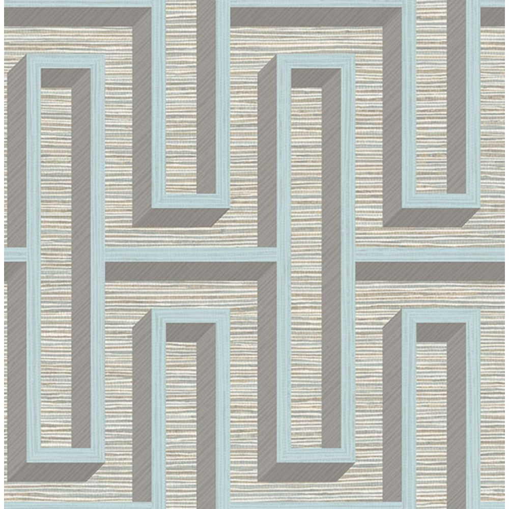 Advantage by Brewster 4125-26724 Henley Light Blue Geometric Grasscloth Wallpaper