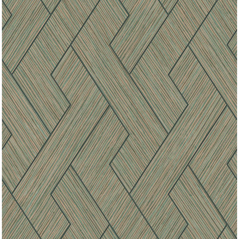 Advantage by Brewster 4125-26726 Ember Copper Geometric Basketweave Wallpaper
