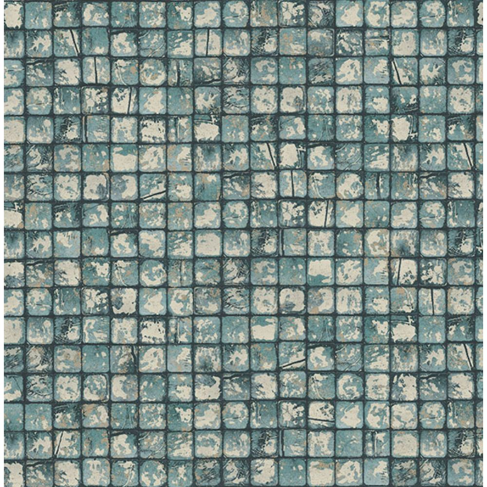 Advantage by Brewster 4125-26758 Kingsley Blue Tiled Wallpaper