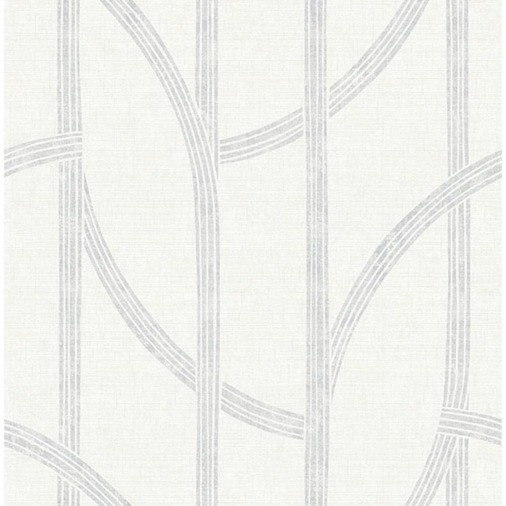 A-Street Prints by Brewster 4141-27138 Harlow Silver Curved Contours Wallpaper